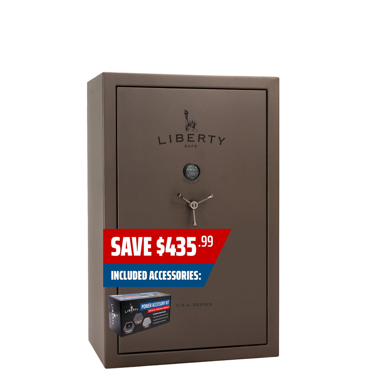 USA Series | Level 3 Security | 60 Minute Fire Rating | 48 | Dimensions: 60.5&quot;(H) x 42&quot;(W) x 22&quot;(D) | Bronze Textured | Electronic Lock - Closed - Included Deluxe Bundle Accessory