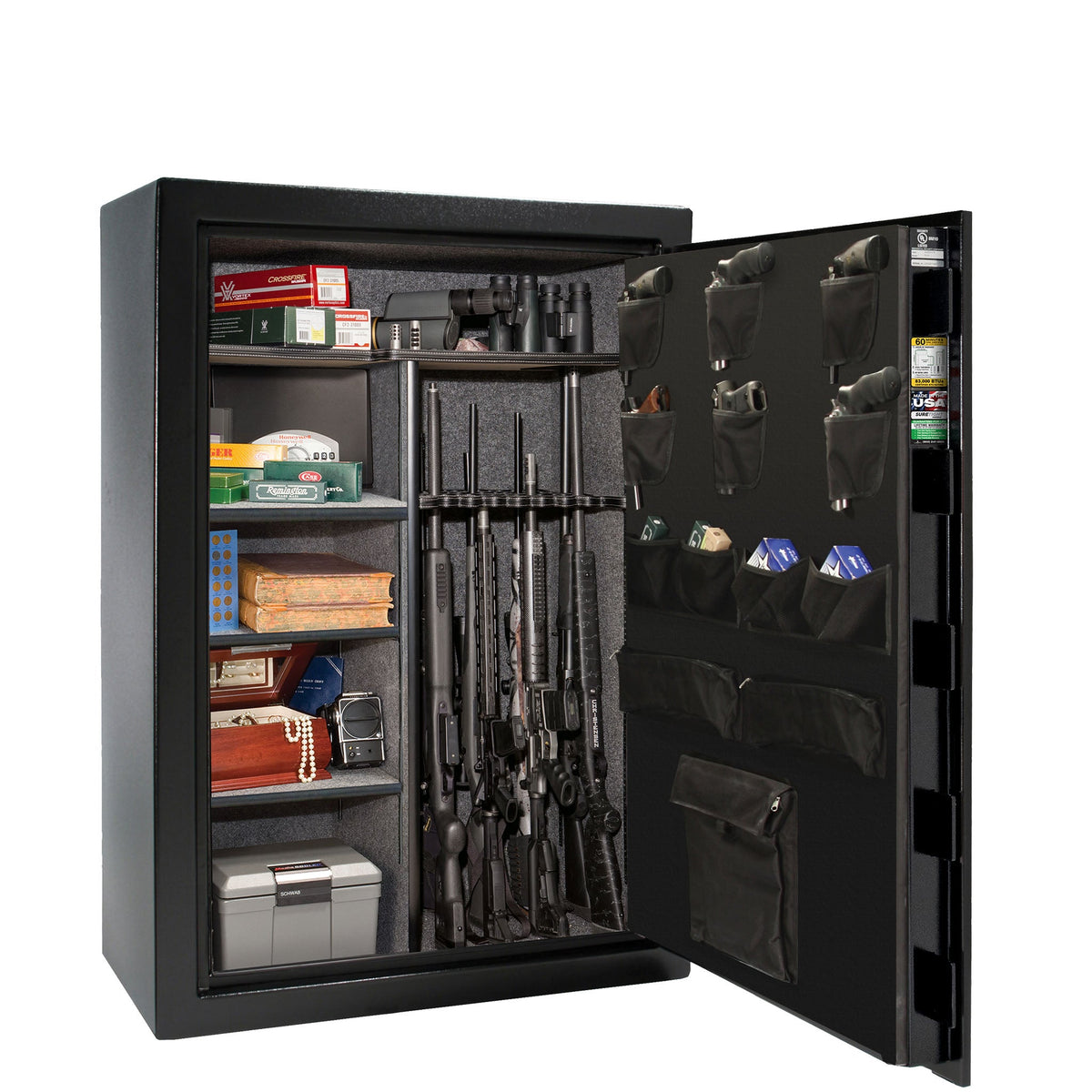 USA Series | Level 3 Security | 60 Minute Fire Rating | 48 | Dimensions: 60.5&quot;(H) x 42&quot;(W) x 22&quot;(D) | Black Textured | Electronic Lock - Open