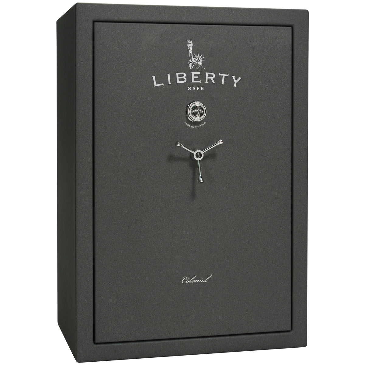 Colonial 35 | Pro Flex Interior | Level 4 Security | 75 Minute Fire Protection | Dimensions: 60.5"(H) x 42"(W) x 22"(D) | Up to 45 Long Guns | Granite Textured | Mechanical Lock – Closed