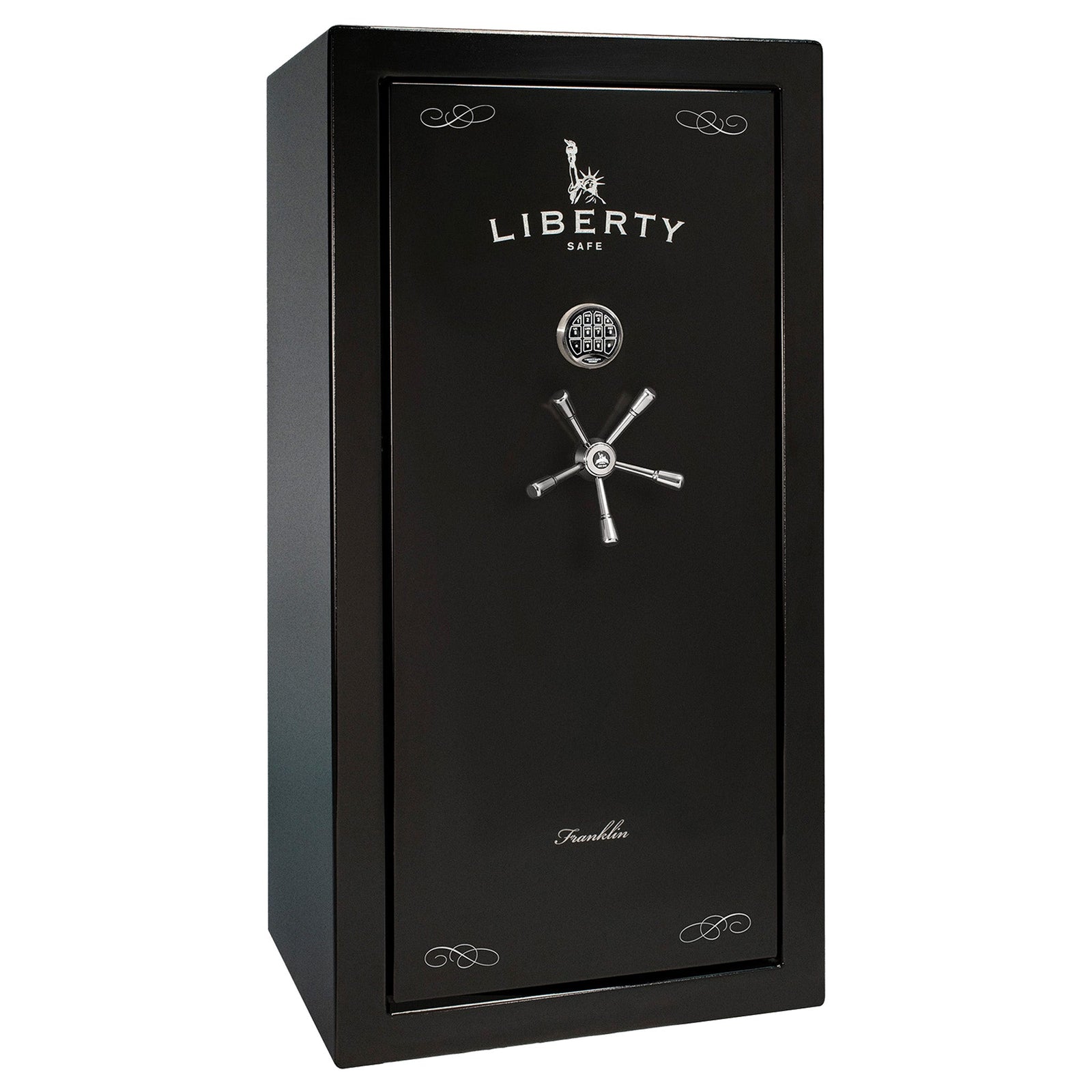 Liberty Franklin Series gun safe in Textured Black with electronic lock, closed